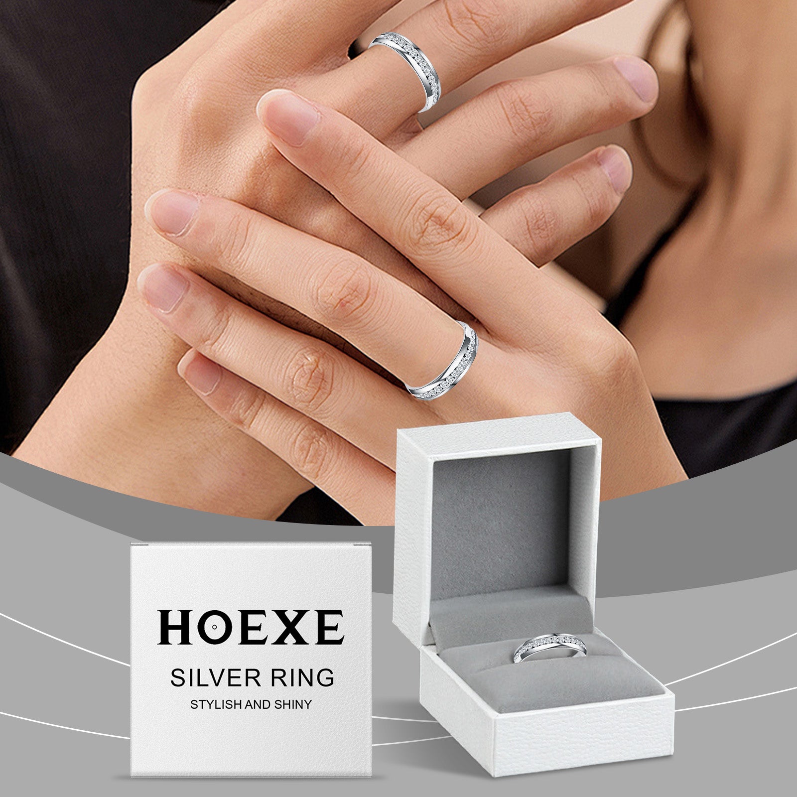 Hoexe Silver Dot Diamond Ring, Care For Daily Life Wear Comfortable Sports Ring For Men And Women